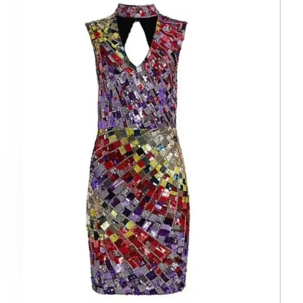 Alice + Olivia Dumont Sequin Choker Mini Dress Size 6 NWT $1,600 - Picture 5 of 13